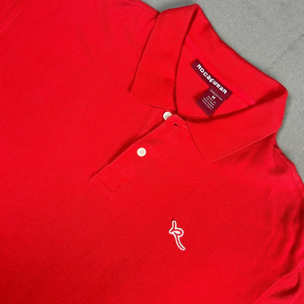 Rocawear Polo Shirt Short Sleeve Pique Logo Men Size M Red